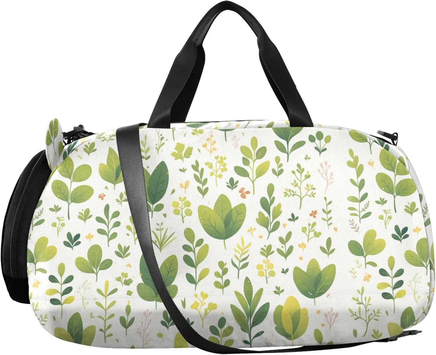 Green Leaves Plants Boy's Gym Duffel Bag with Shoes Compartment Large Capacity Weekend Travel Bag for Boys and Girls