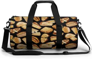 Grilled Cheese Sandwiches Art Large Capacity Cylindrical Fitness Bag, Hand-held Fitness Bag