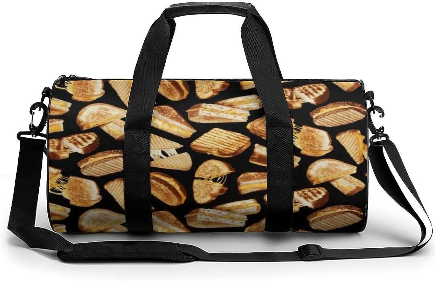 Grilled Cheese Sandwiches Art Large Capacity Cylindrical Fitness Bag, Hand-held Fitness Bag