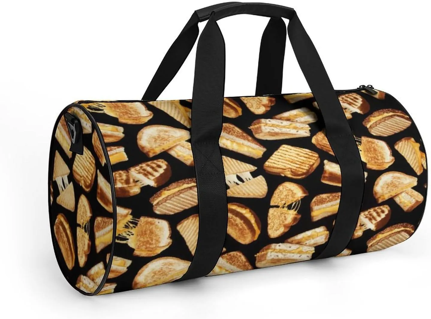 Grilled Cheese Sandwiches Art Large Capacity Cylindrical Fitness Bag, Hand-held Fitness Bag
