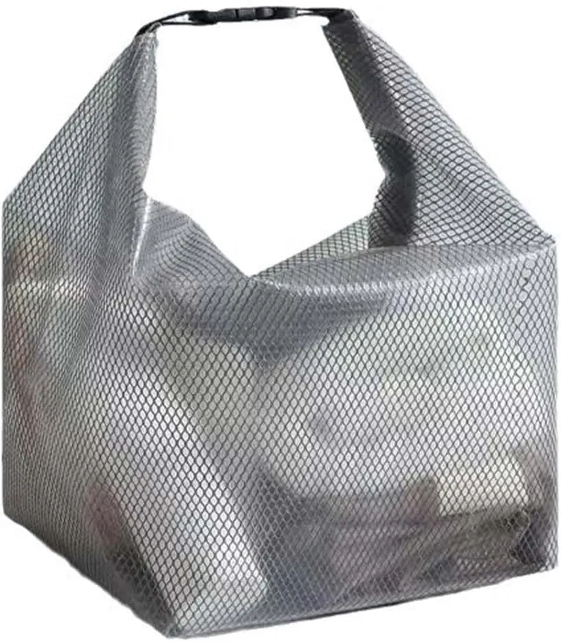 GRINKO Mesh Shower Bag Travel Makeup Pouch for Women Waterproof Toiletry Bag Plastic Make Up Bags for Carry On with Buckle Handle Grey
