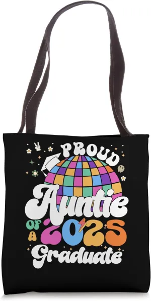 Groovy Auntie of a 2025 Graduate Senior Graduation Team Tote Bag