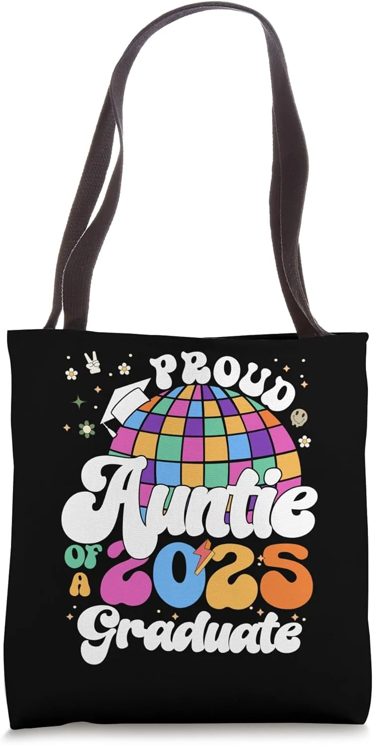 Groovy Auntie of a 2025 Graduate Senior Graduation Team Tote Bag