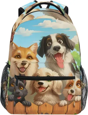 Group Of Puppies Dog Backpack 3rd 4th 5th Grade School Bookbag Travel Laptop Daypack Bag Purse for Boys Girls Teens