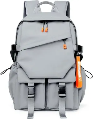GSAD School Backpack for Boy Casual Aesthetic Backpack for Teens Girls Middle School Bookbag Travel Students Back Pack Daypack Grey