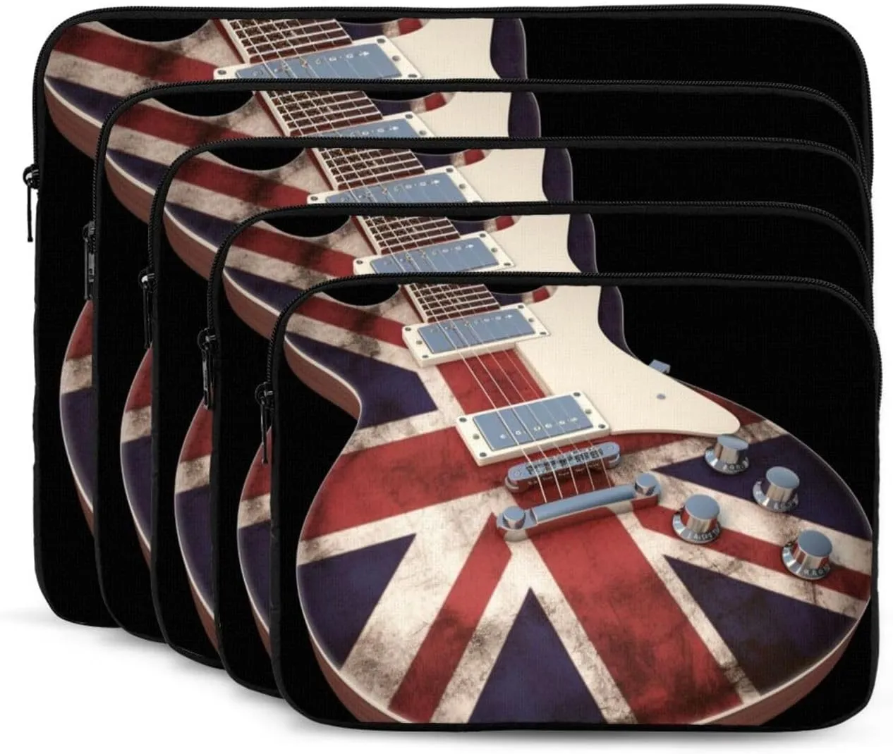 Guitar British Flag Laptop Sleeve 17 inch Shockproof Protective Computer Carrying Cover Computer Bag Laptop Case Briefcase Handbags Portable Laptop Bag Gifts for Men Women