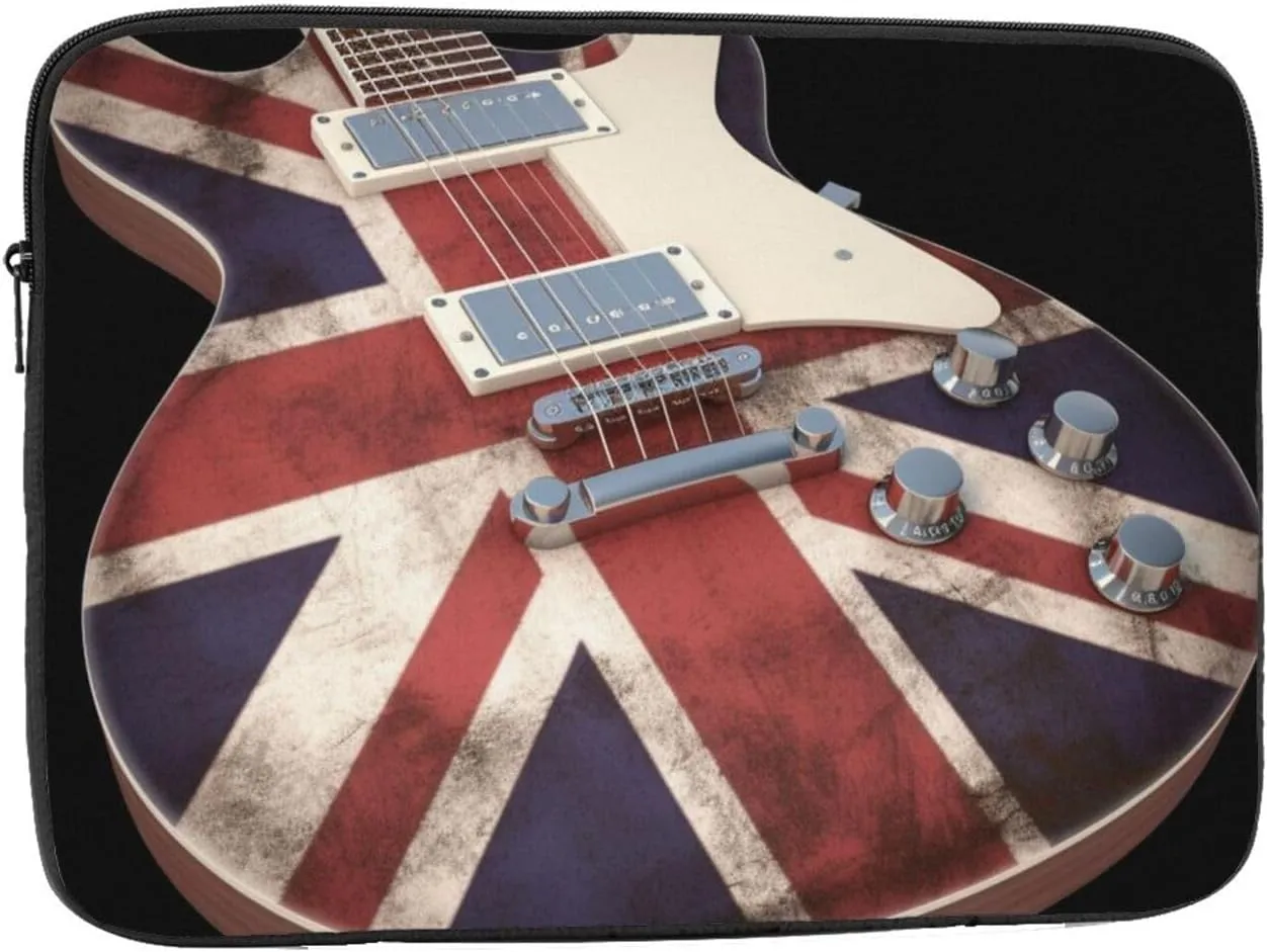Guitar British Flag Laptop Sleeve 17 inch Shockproof Protective Computer Carrying Cover Computer Bag Laptop Case Briefcase Handbags Portable Laptop Bag Gifts for Men Women