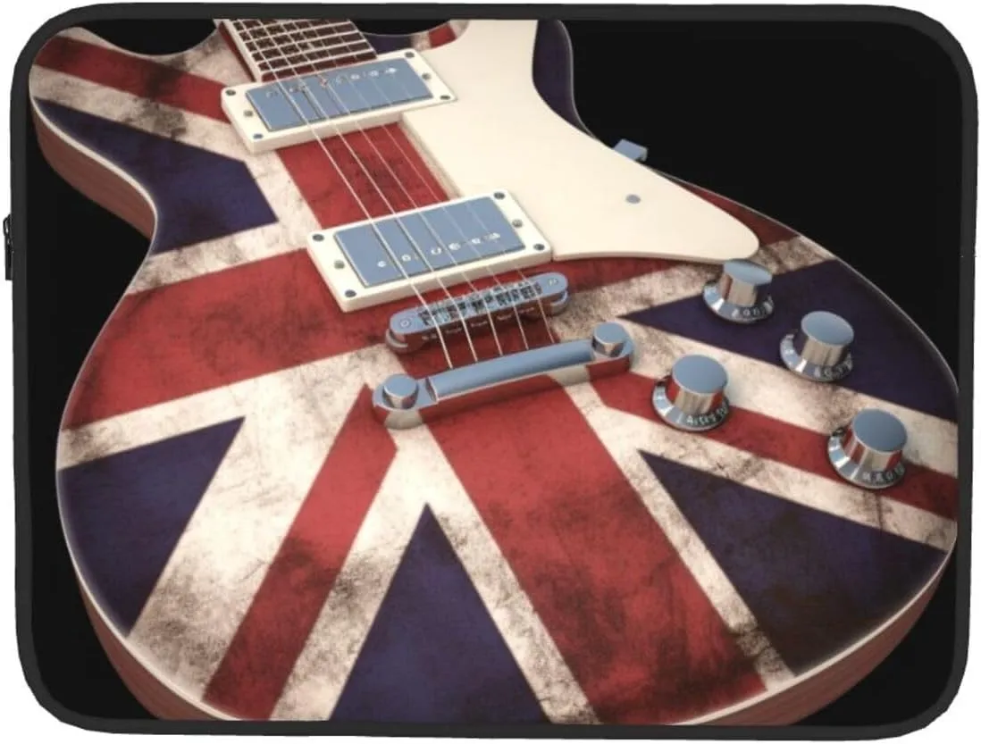 Guitar British Flag Laptop Sleeve 17 inch Shockproof Protective Computer Carrying Cover Computer Bag Laptop Case Briefcase Handbags Portable Laptop Bag Gifts for Men Women