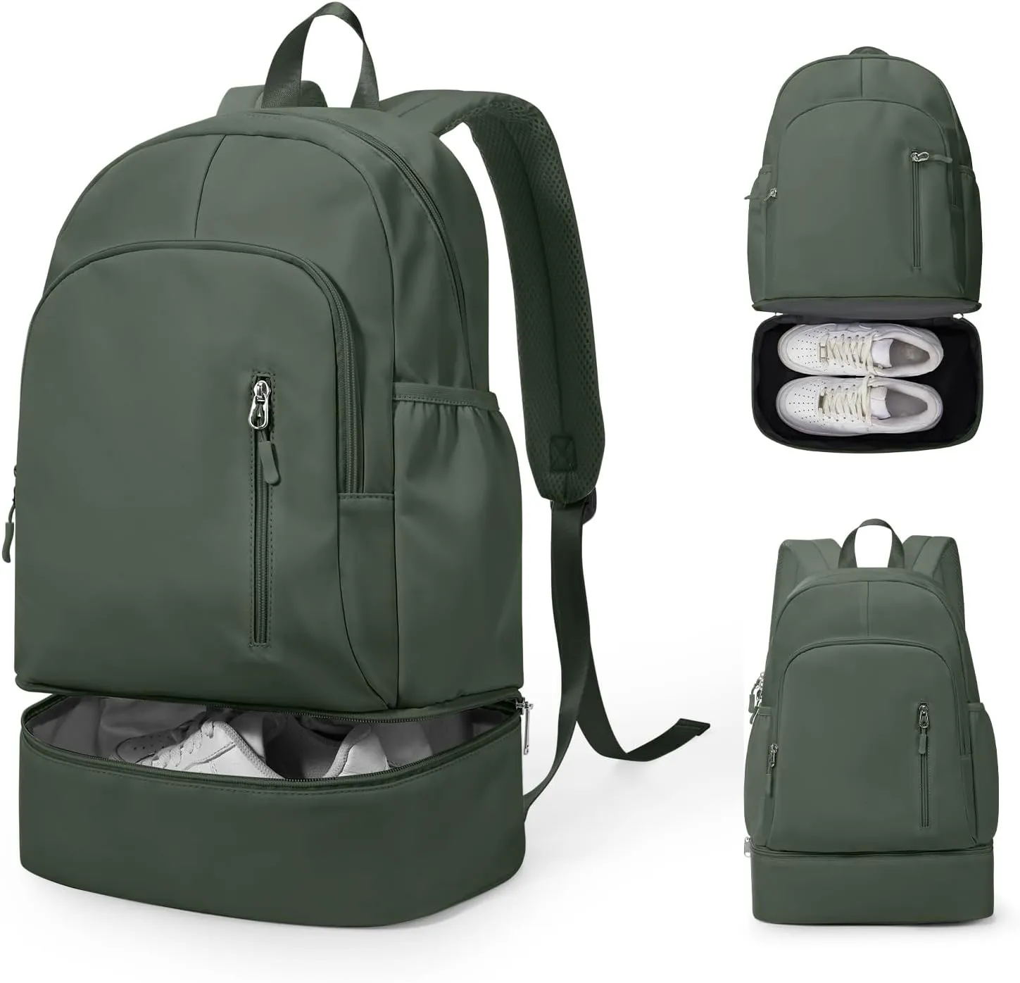 Gym Backpack for Women Men, Lightweight Gym Bag with Shoe Compartment, Waterproof Sports Backpack with Wet Pocket, Green