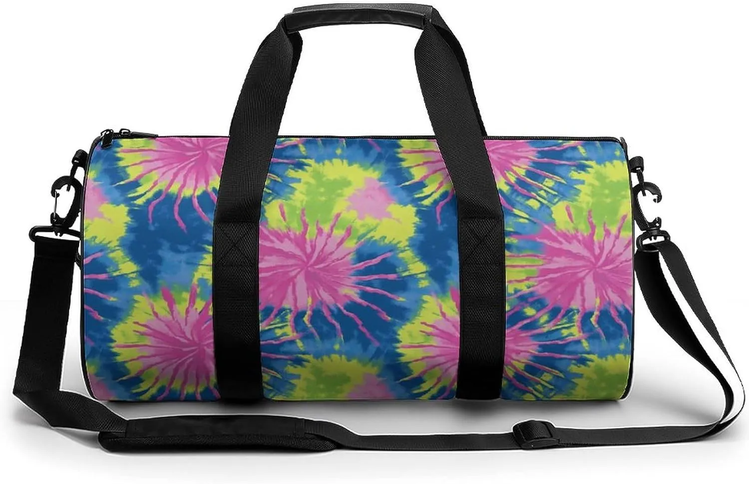 Gym Bag 17in for Men Women, Waterproof Foldable Sports Organizer, Durable Workout Travel Duffle Bag, Tropical Burst Tie-Dye-127