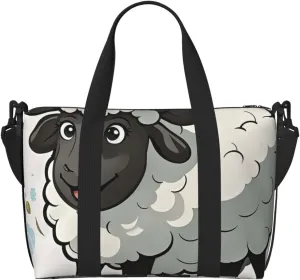 Gym Bag Cartoon Black White Sheep Duffel Bag for Men Women Travel Overnight Bag with Shoe Compartment Workout Bags
