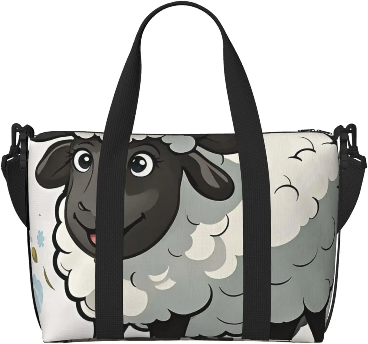 Gym Bag Cartoon Black White Sheep Duffel Bag for Men Women Travel Overnight Bag with Shoe Compartment Workout Bags
