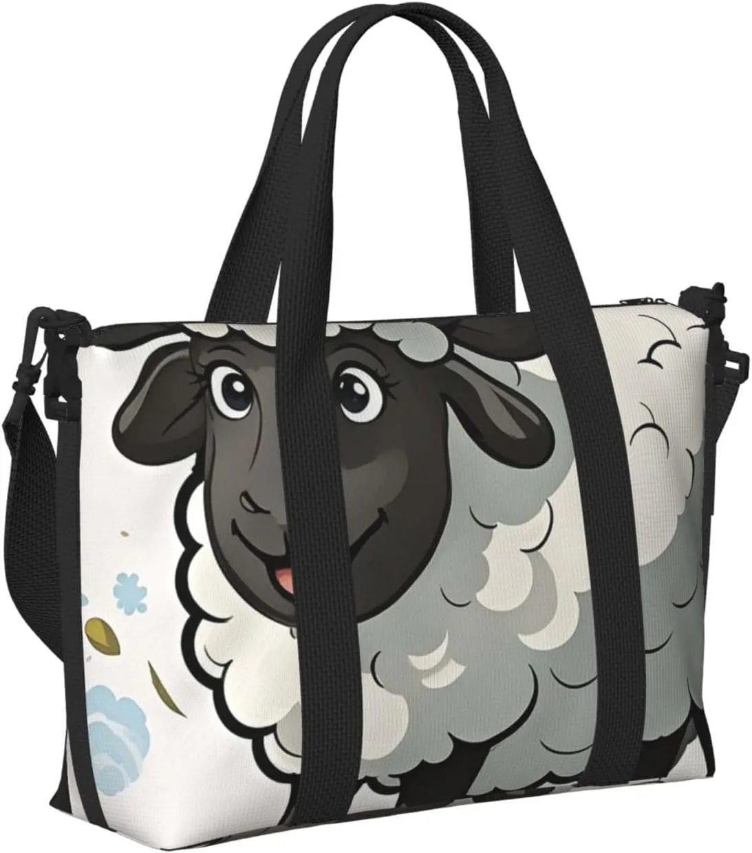 Gym Bag Cartoon Black White Sheep Duffel Bag for Men Women Travel Overnight Bag with Shoe Compartment Workout Bags