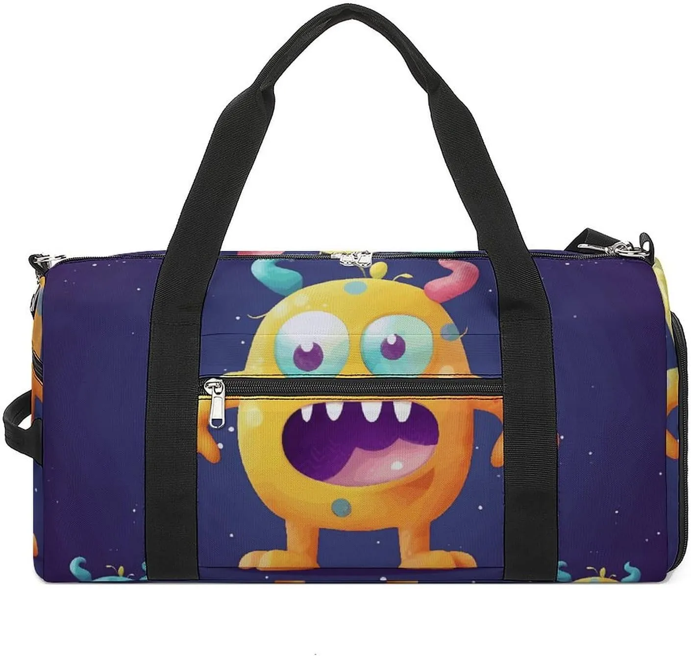 Gym Bag Cartoon Colorful Monster Duffel Bag for Men Women Overnight Bag with Shoe Compartment Workout Bags