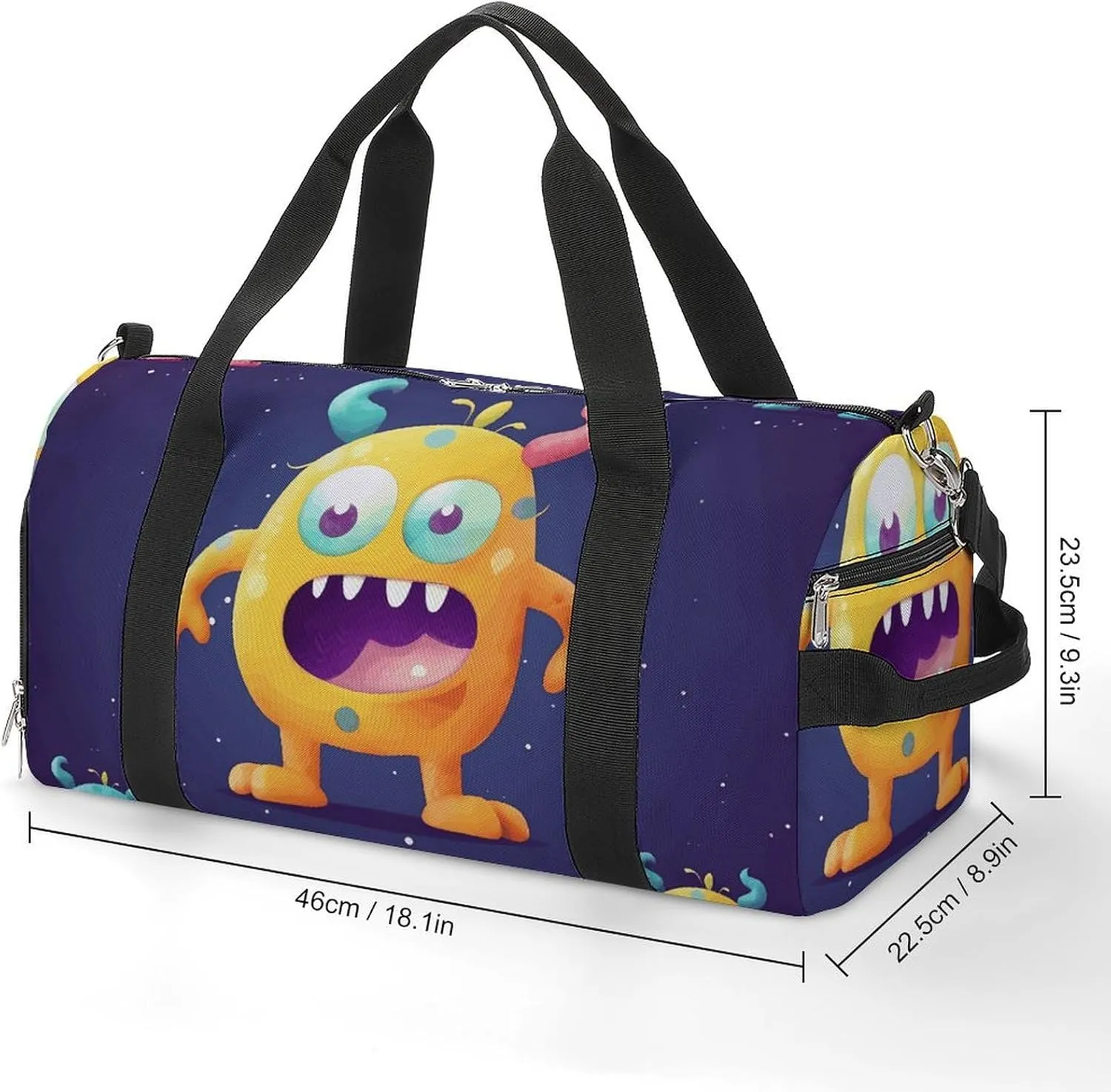 Gym Bag Cartoon Colorful Monster Duffel Bag for Men Women Overnight Bag with Shoe Compartment Workout Bags