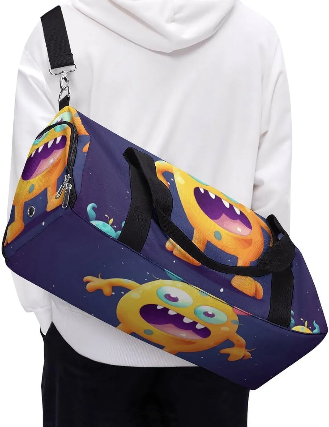 Gym Bag Cartoon Colorful Monster Duffel Bag for Men Women Overnight Bag with Shoe Compartment Workout Bags