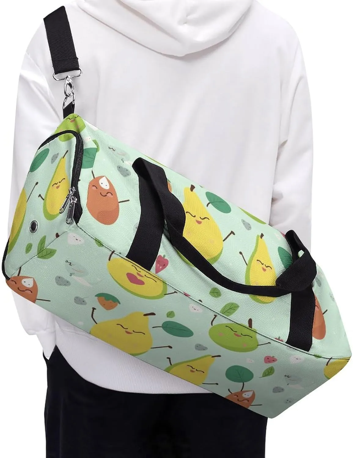 Gym Bag Cartoon Pears Duffel Bag for Men Women Overnight Bag with Shoe Compartment Workout Bags