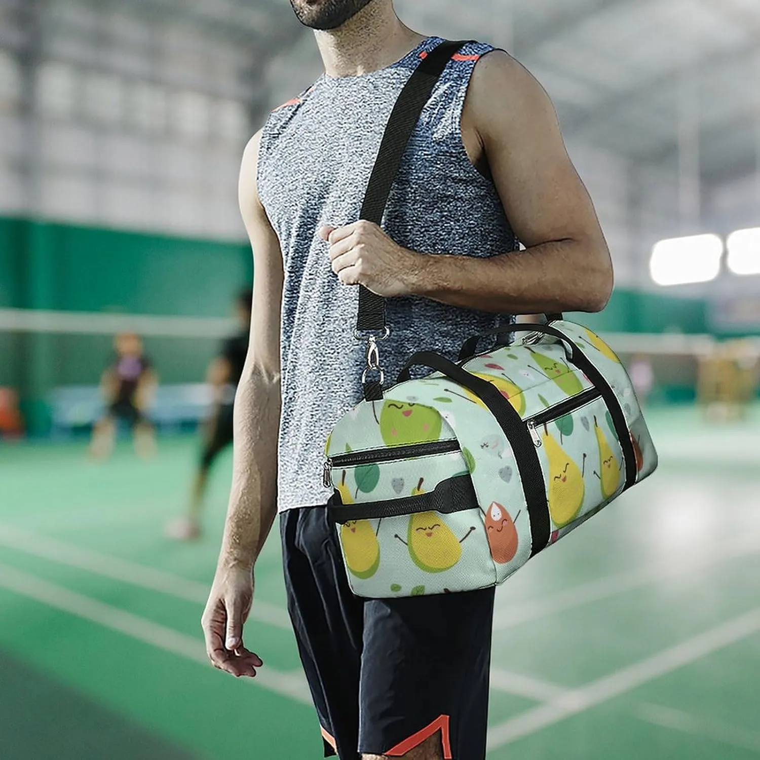 Gym Bag Cartoon Pears Duffel Bag for Men Women Overnight Bag with Shoe Compartment Workout Bags