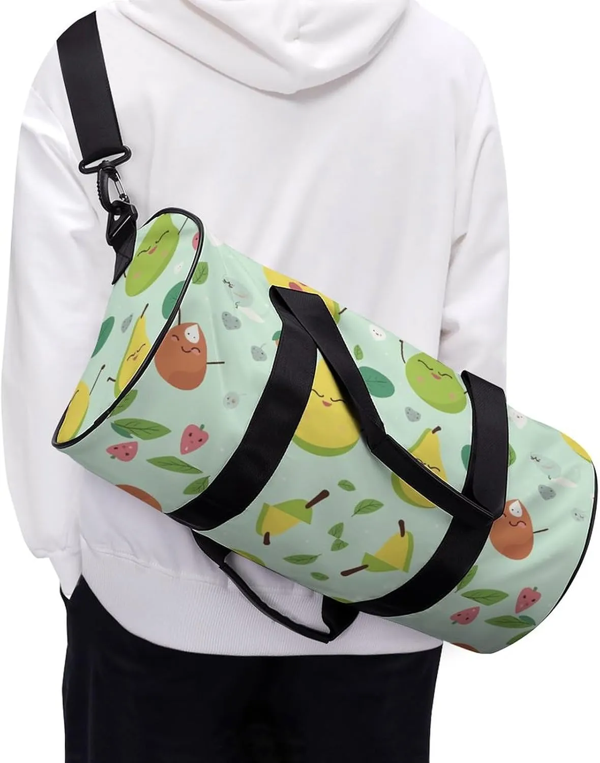 Gym Bag Cartoon Pears Duffel Bag for Men Women Overnight Bag with Shoe Compartment Workout Bags