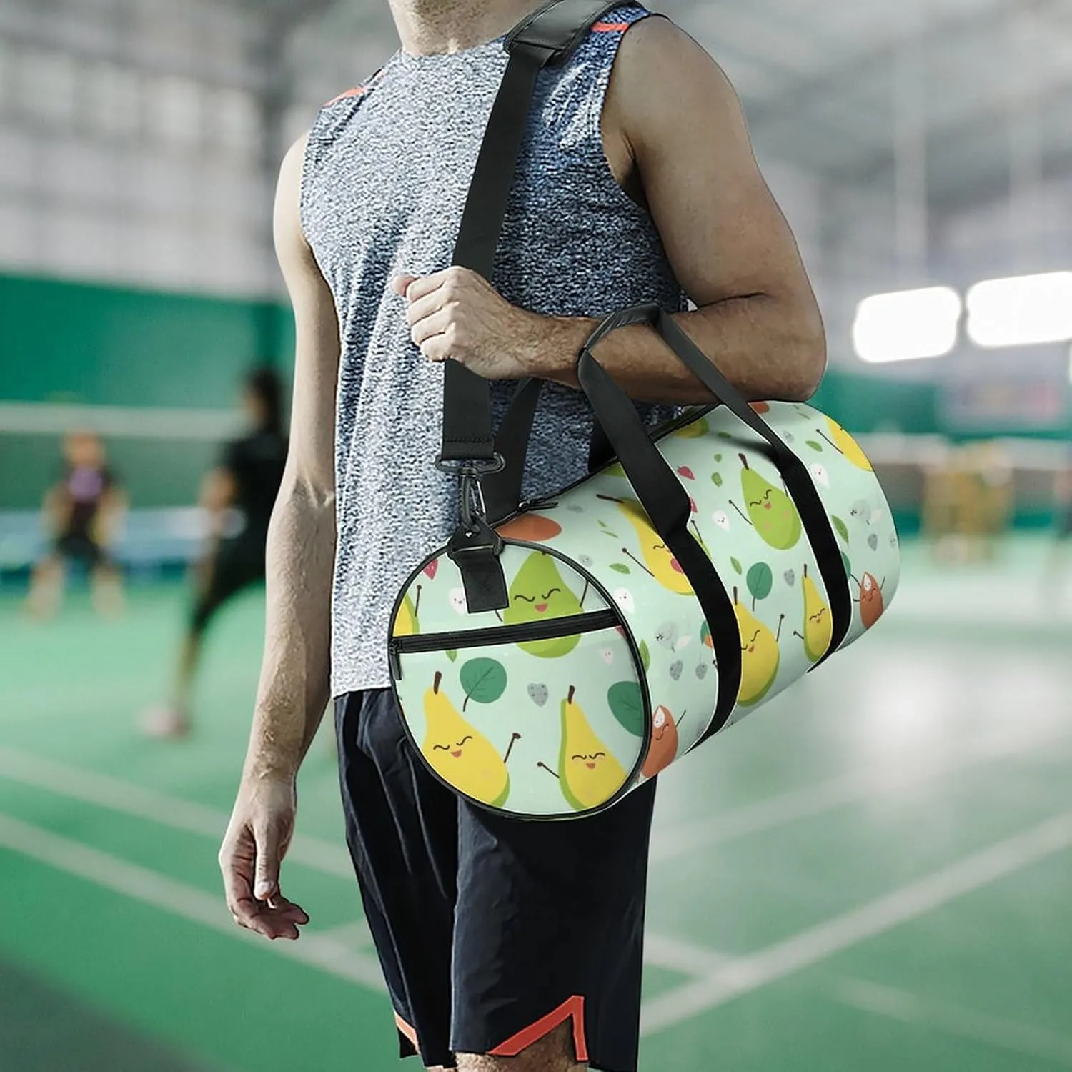 Gym Bag Cartoon Pears Duffel Bag for Men Women Overnight Bag with Shoe Compartment Workout Bags
