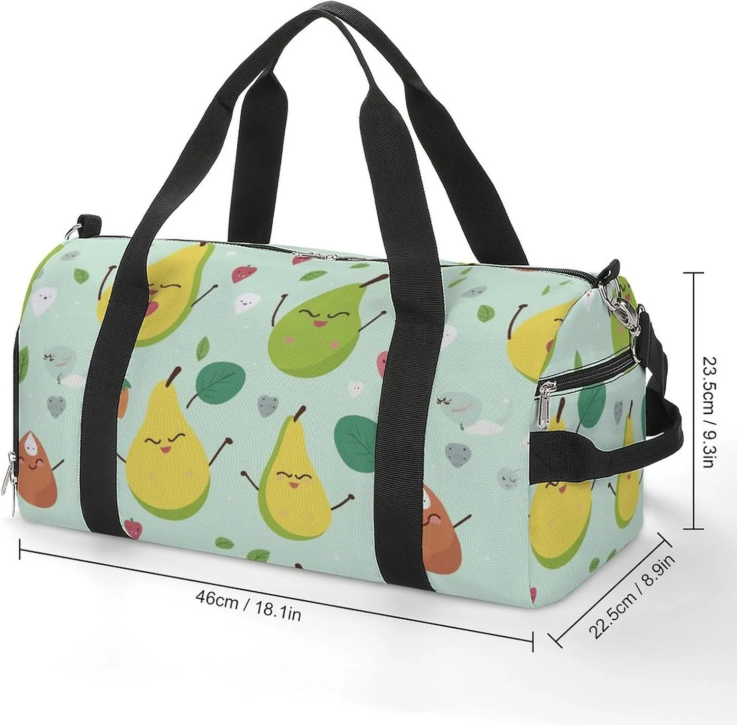 Gym Bag Cartoon Pears Duffel Bag for Men Women Overnight Bag with Shoe Compartment Workout Bags