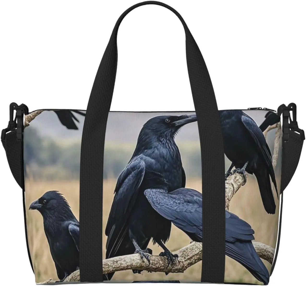 Gym Bag Crow Birds Duffel Bag for Men Women Travel Overnight Bag with Shoe Compartment Workout Bags