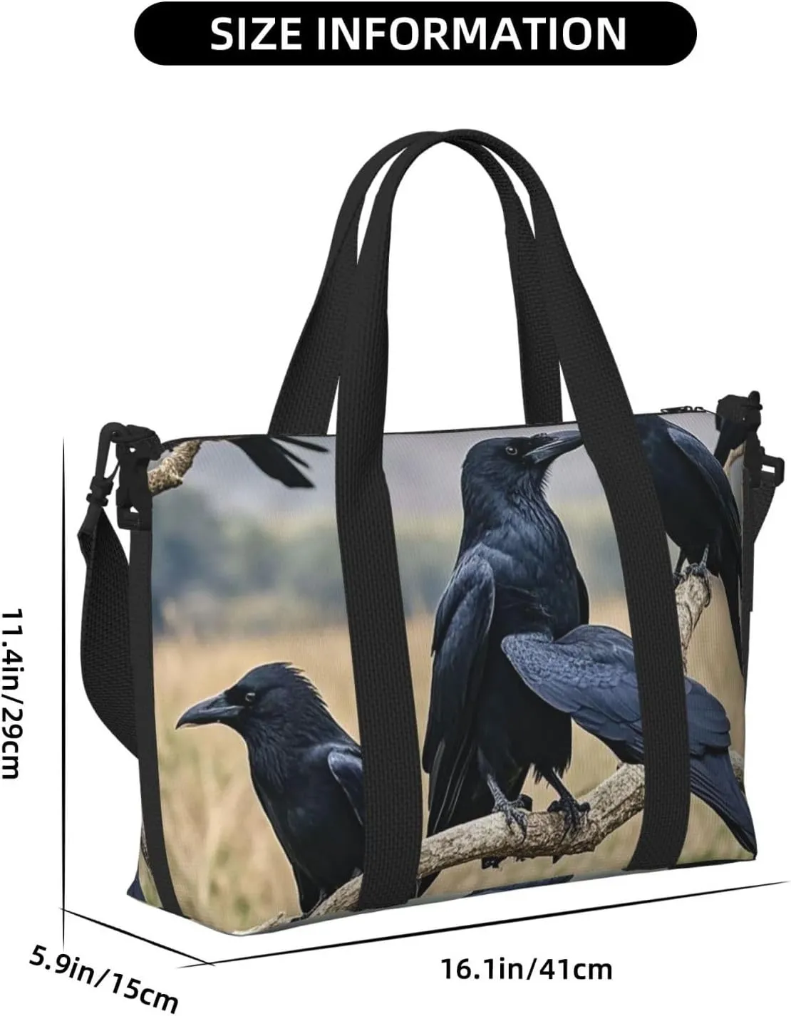 Gym Bag Crow Birds Duffel Bag for Men Women Travel Overnight Bag with Shoe Compartment Workout Bags