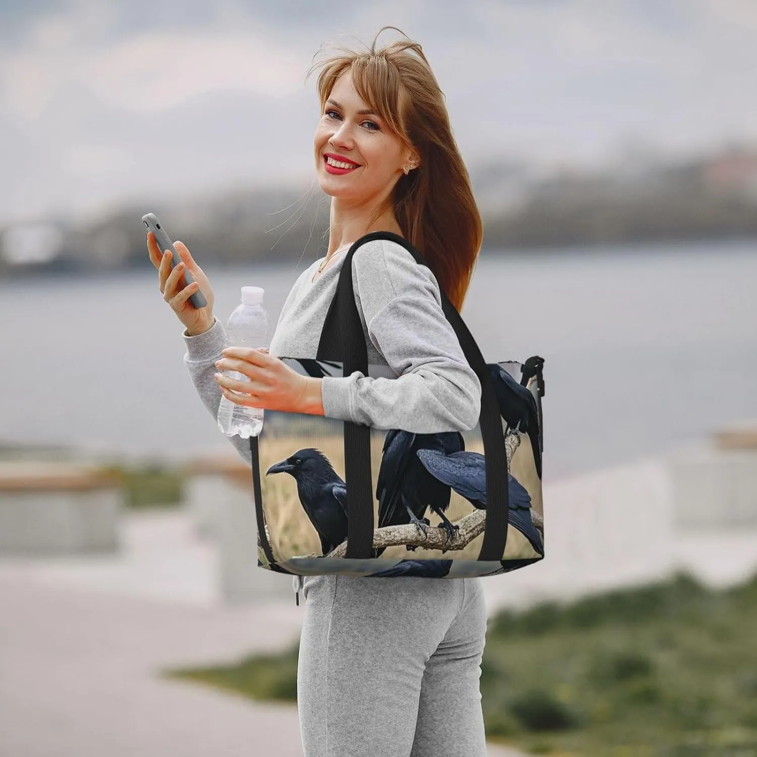 Gym Bag Crow Birds Duffel Bag for Men Women Travel Overnight Bag with Shoe Compartment Workout Bags