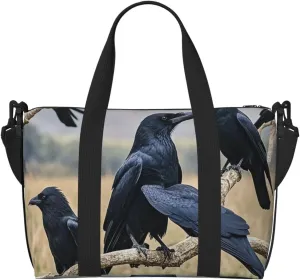 Gym Bag Crow Birds Duffel Bag for Men Women Travel Overnight Bag with Shoe Compartment Workout Bags