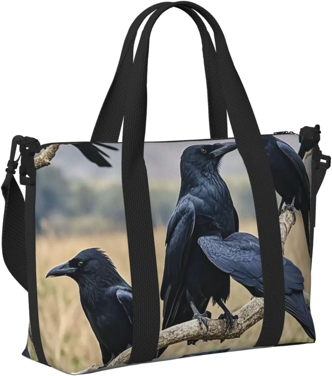 Gym Bag Crow Birds Duffel Bag for Men Women Travel Overnight Bag with Shoe Compartment Workout Bags