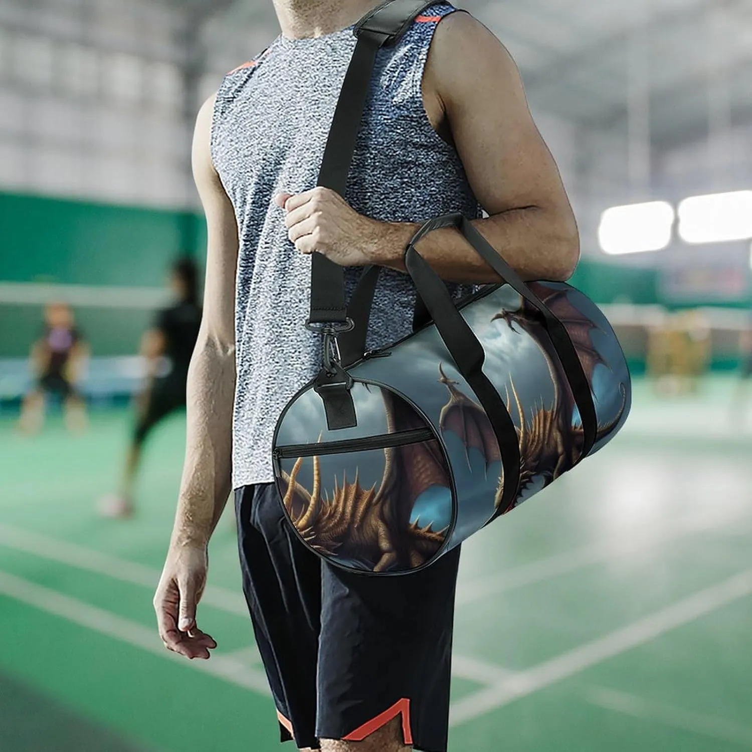 Gym Bag Flying Dragon Duffel Bag for Men Women Overnight Bag with Shoe Compartment Workout Bags