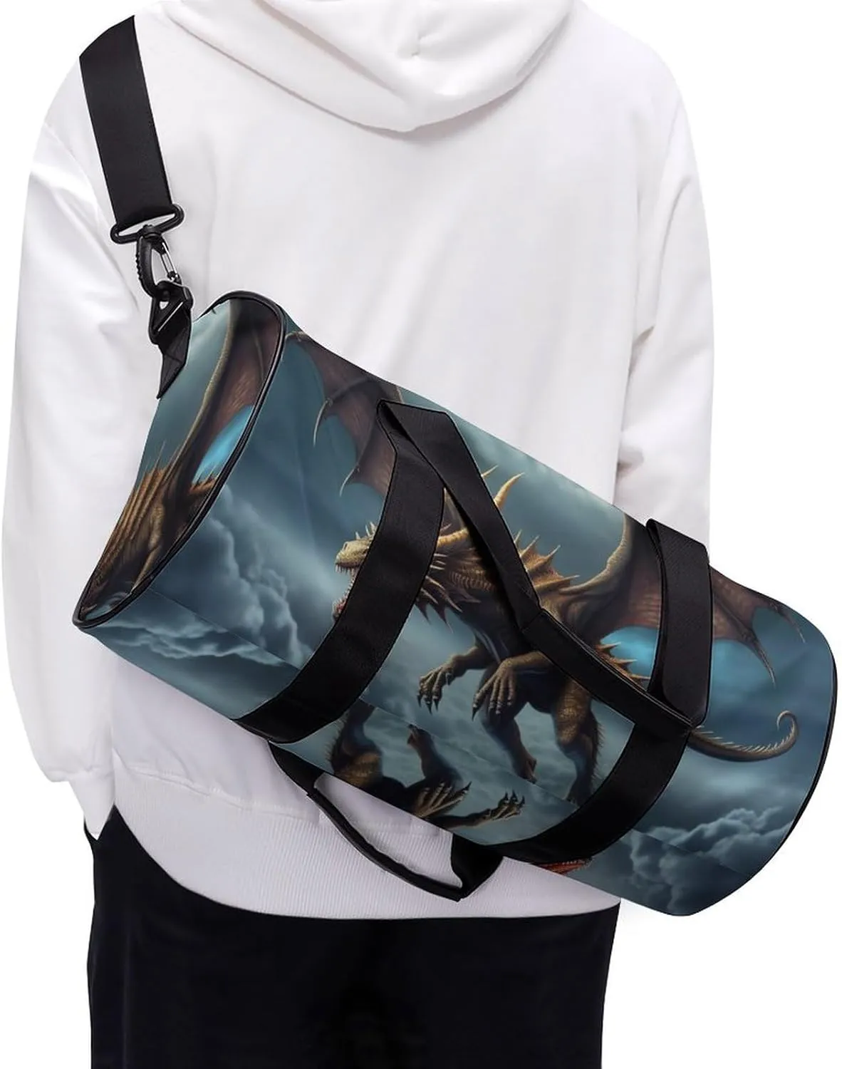 Gym Bag Flying Dragon Duffel Bag for Men Women Overnight Bag with Shoe Compartment Workout Bags