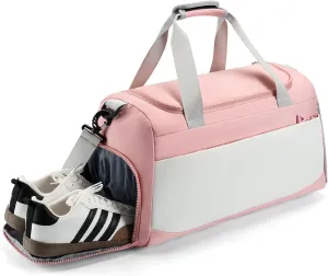 Gym Bag for Men & Women with Shoe & Wet Compartment - Duffle Bag for Travel, Sports, Fitness & Workout, Pink