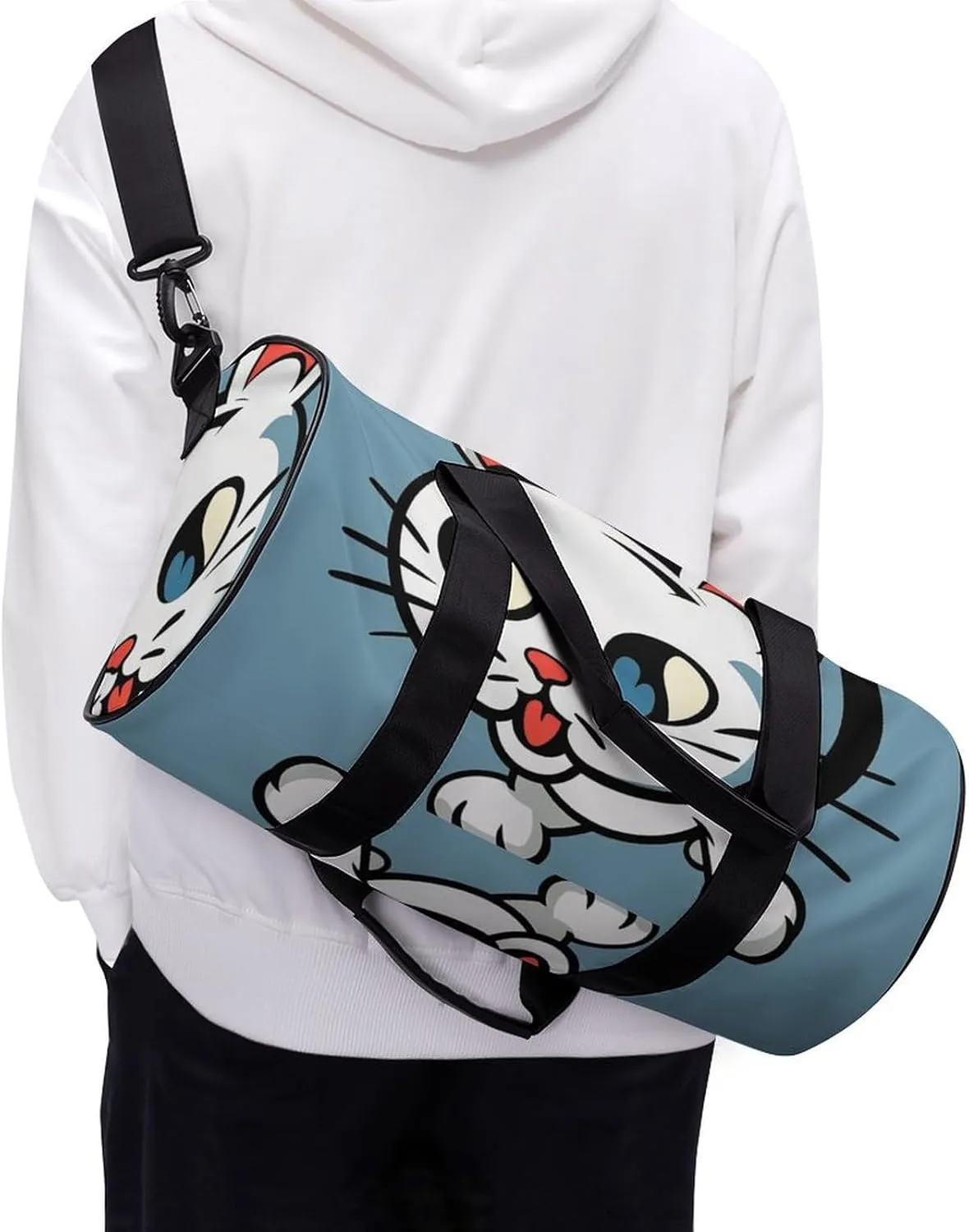 Gym Bag for Men Women Naughty Cat Duffel Bag Overnight Bag with Compartment Gym Sackpac