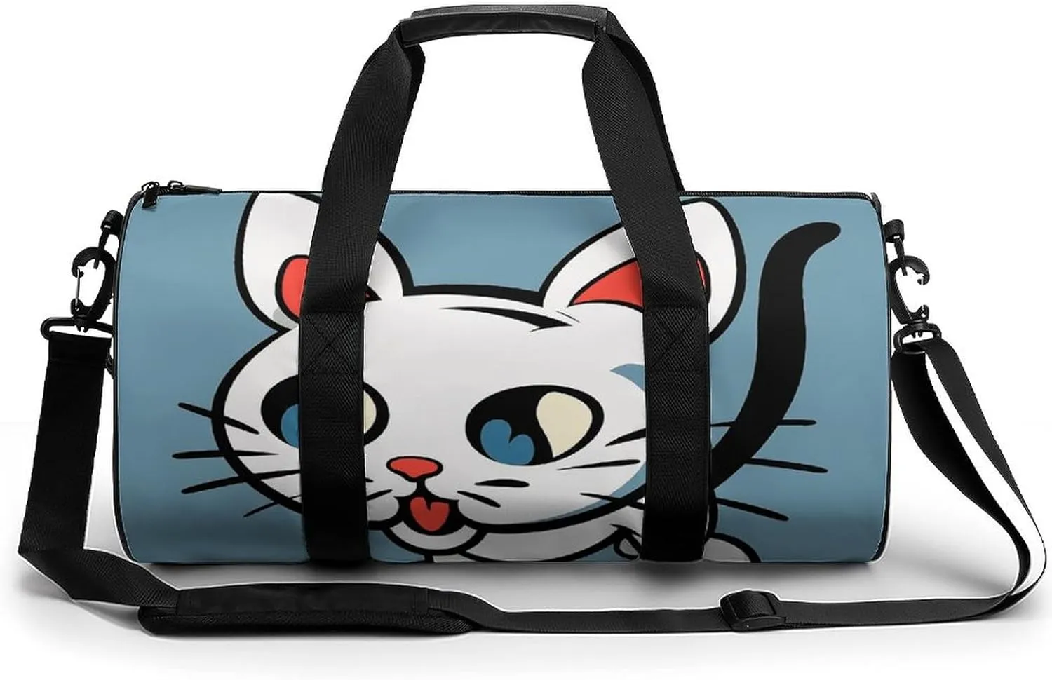 Gym Bag for Men Women Naughty Cat Duffel Bag Overnight Bag with Compartment Gym Sackpac