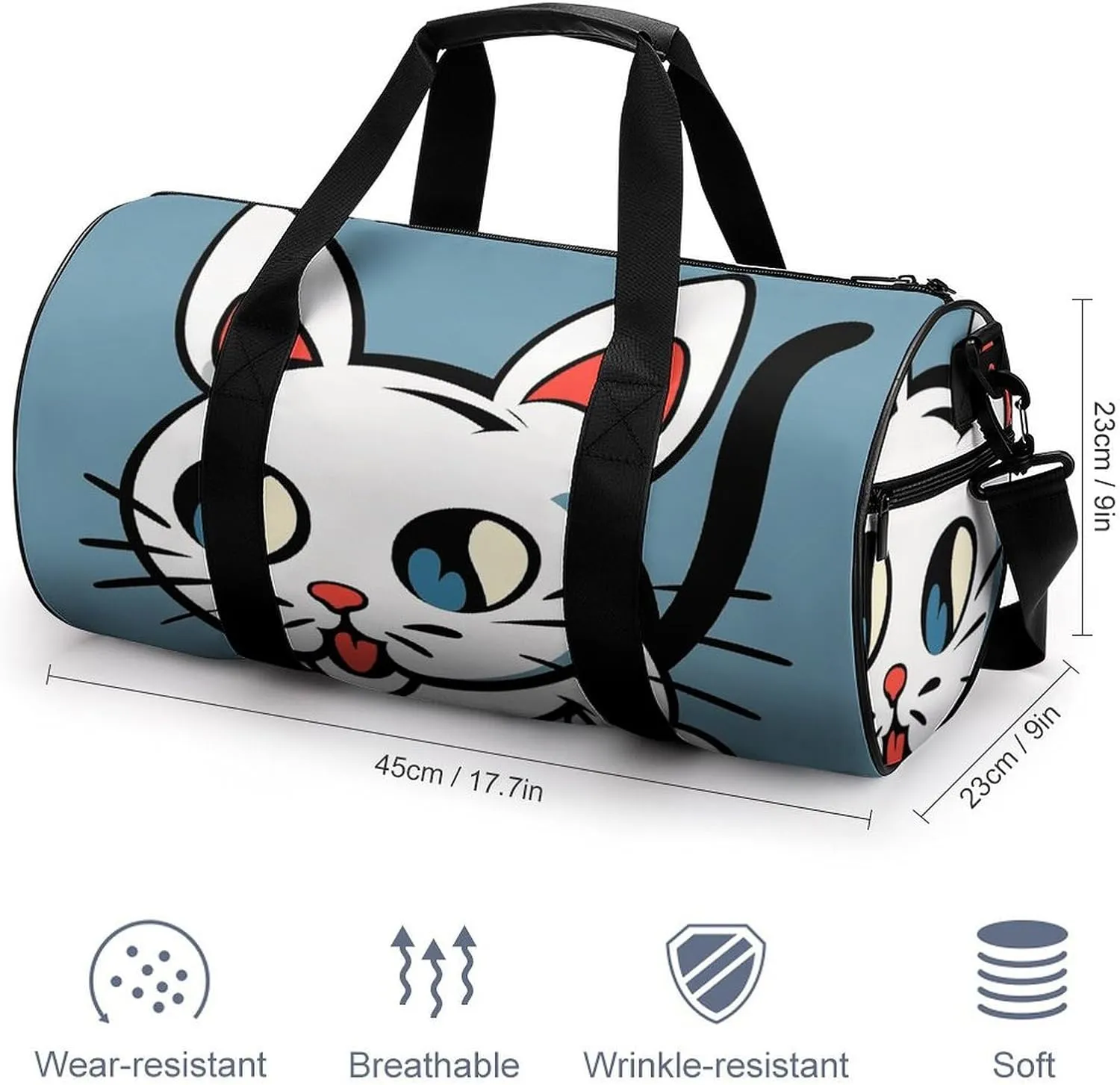 Gym Bag for Men Women Naughty Cat Duffel Bag Overnight Bag with Compartment Gym Sackpac