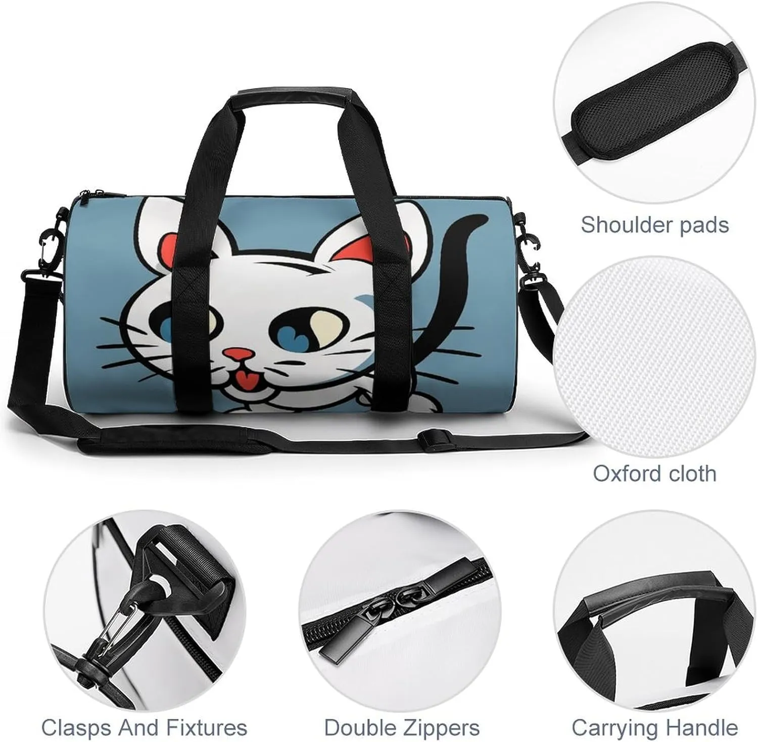 Gym Bag for Men Women Naughty Cat Duffel Bag Overnight Bag with Compartment Gym Sackpac
