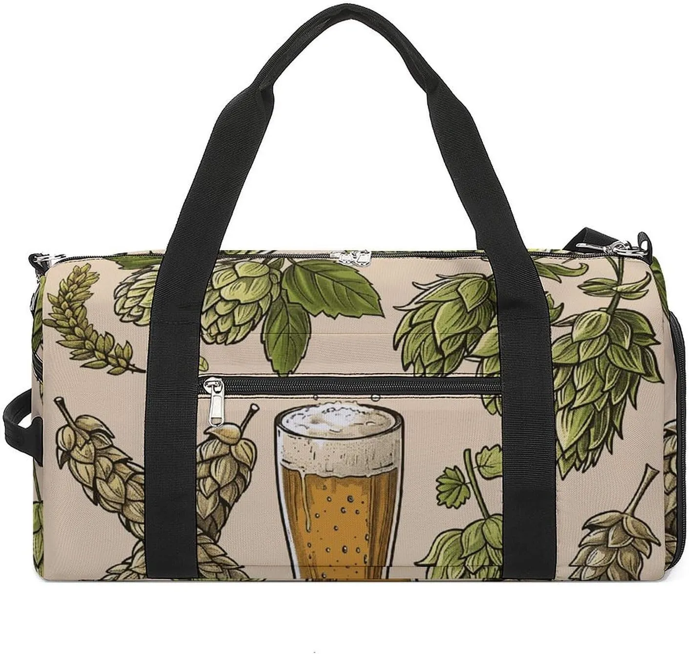 Gym Bag for Men Women Travel Duffle Bag Hops And Beer Carry On Weekender Bag with Shoe Compartment