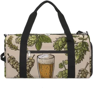 Gym Bag for Men Women Travel Duffle Bag Hops And Beer Carry On Weekender Bag with Shoe Compartment