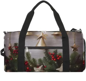 Gym Bag for Men Women Travel Duffle Bag Lightweight Weekender Duffel Bag Christmas Tree And Bells Carry on Bag