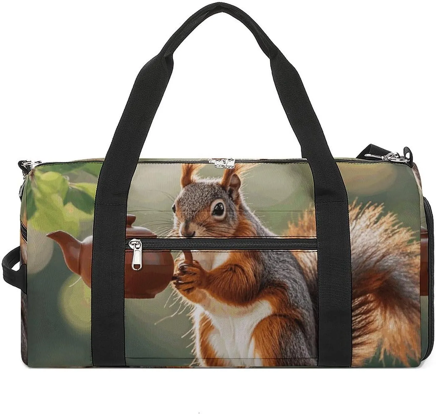 Gym Bag for Men Women Travel Duffle Bag Lightweight Weekender Duffel Bag Squirrel Holding Teapot Carry on Bag