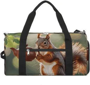 Gym Bag for Men Women Travel Duffle Bag Lightweight Weekender Duffel Bag Squirrel Holding Teapot Carry on Bag