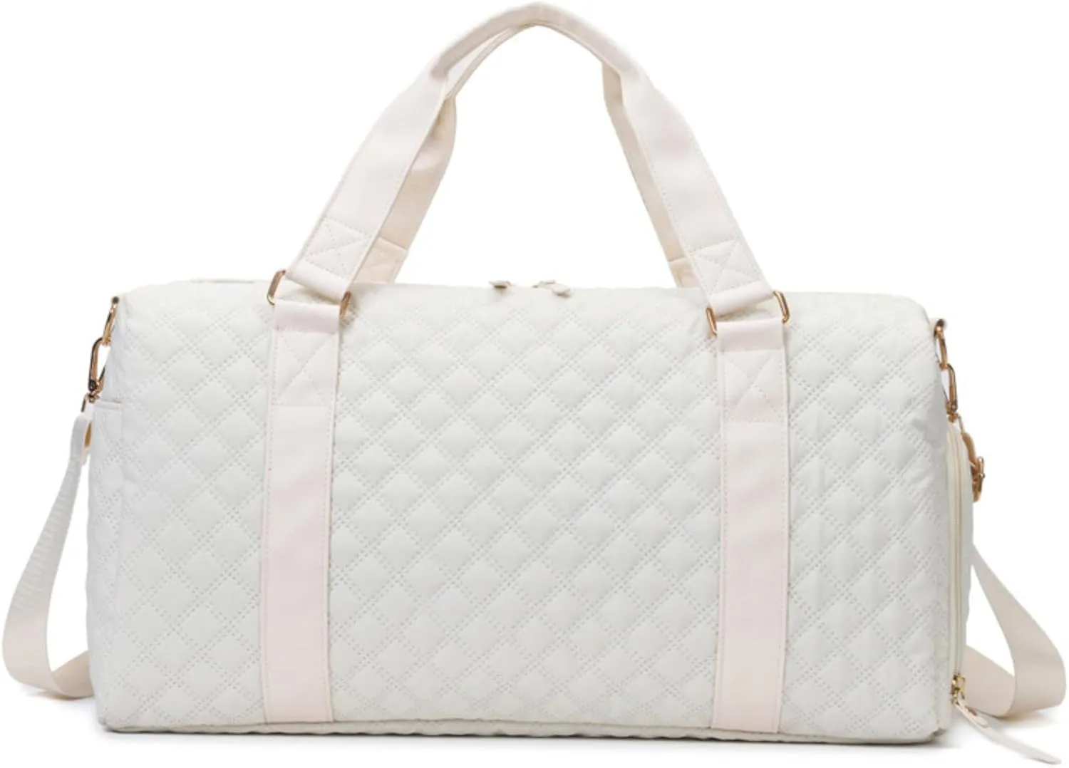 Gym Bag for Men Women, Waterproof Small Sports Duffle Bag with Wet Pocket & Shoe Compartment, Carry On Weekender Bag Overnight Travel Duffel Bags for Workout Travel Yoga Fitness - White