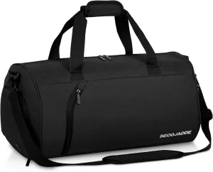 Gym Bag for Men Women with Shoe and Wet Compartment, 35L Sports Duffle Bags for Travel Swimming Fitness and Workout with Shoulder Strap, Black