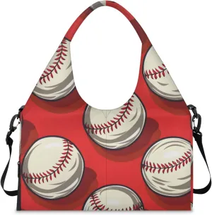 Gym Bag for Women Baseballs Themed Duffel Bag with Shoe Compartment and Yoga Mat Holder Portable Weekender Bags Travel Tote Bags