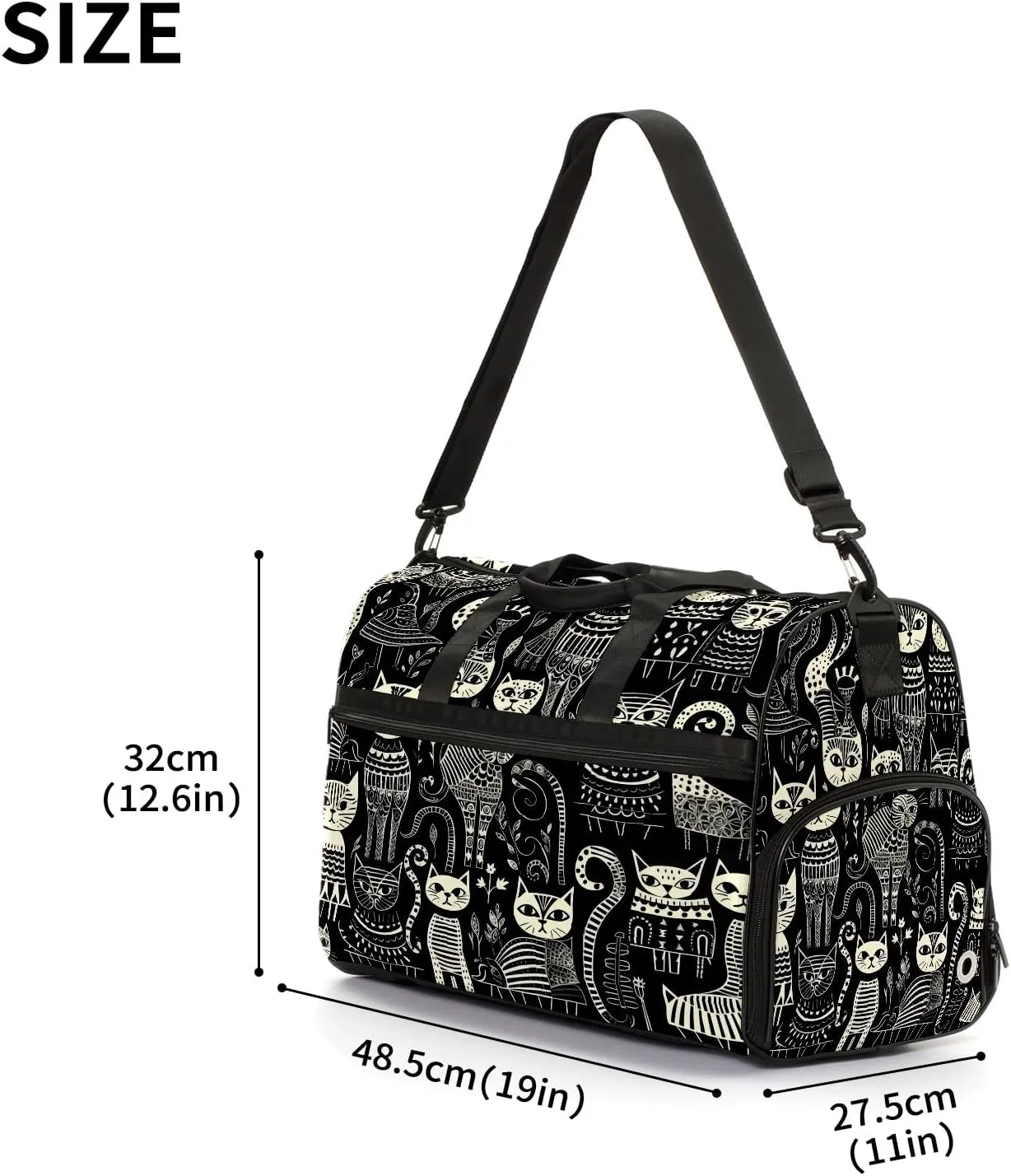 Gym Bag for Women, Carry on Weekender Overnight Bag, Travel Duffel Bags, Personal Item Travel Bag Tote Bag Workout Dance Bag, Cat - 3