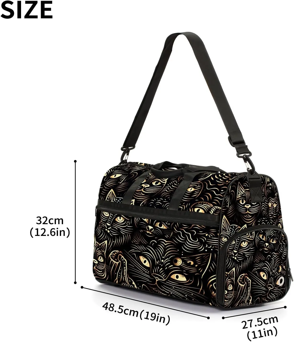 Gym Bag for Women, Carry on Weekender Overnight Bag, Travel Duffel Bags, Personal Item Travel Bag Tote Bag Workout Dance Bag, Cat - 9