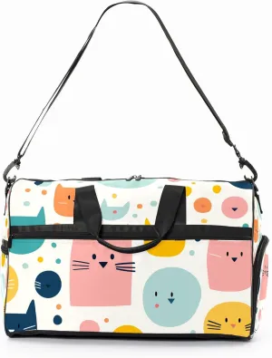 Gym Bag for Women Men, Yoga Bag with Shoe Pocket, Travel Duffel Tote Bag for Plane, Workout, Swimming, Weekend Overnight Bag Carry on Bag Hospital Holdalls, Cat Simple Drawing - 6