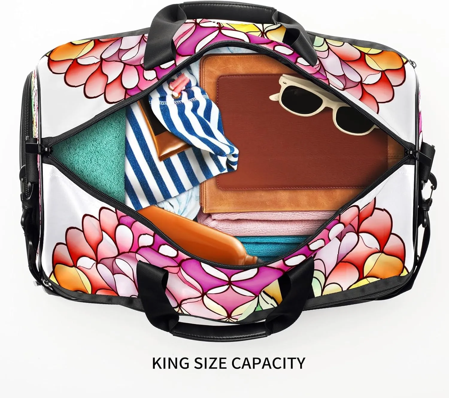 Gym Bag for Women Men, Yoga Bag with Shoe Pocket, Travel Duffel Tote Bag for Plane, Workout, Swimming, Weekend Overnight Bag Carry on Bag Hospital Holdalls, Colorful Dragon Scales - 69