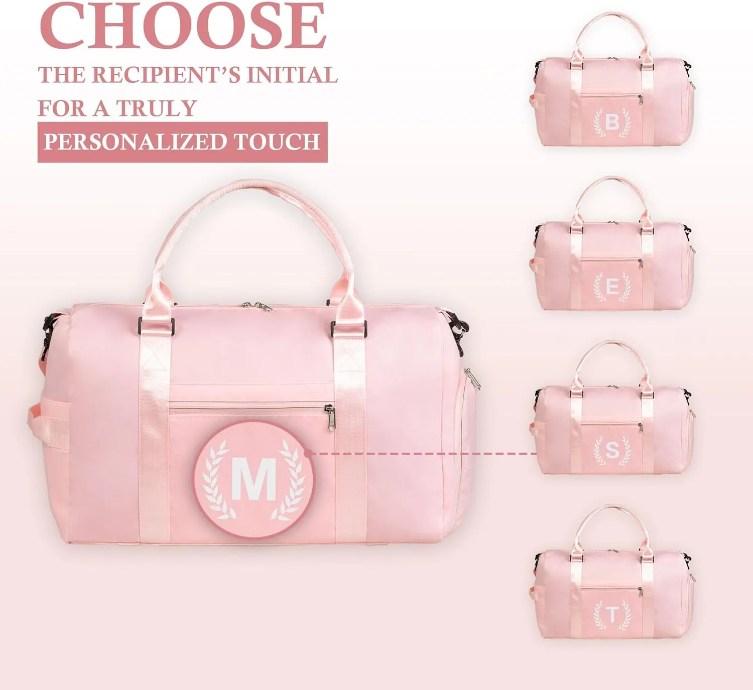 Gym Bag for Women, Personalized Duffle Bag with Shoe Compartment, Sports Duffle for Yoga & Dance with Wet Pocket and Mat Strap.